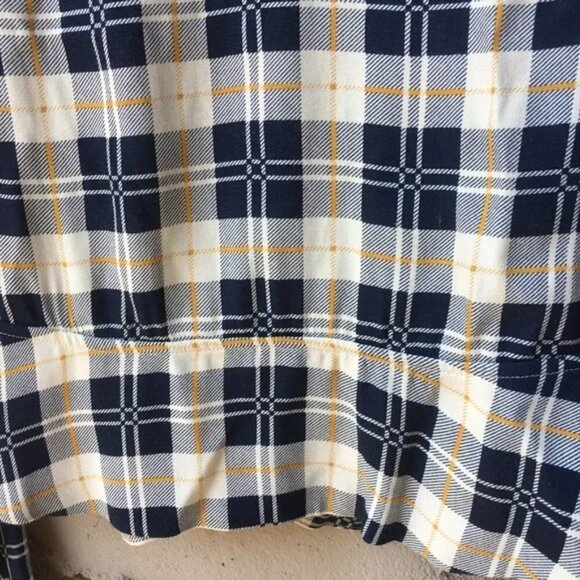 Reformation Lee Top Navy Tartan Plaid Wrap Blouse - Picture 11 of 13